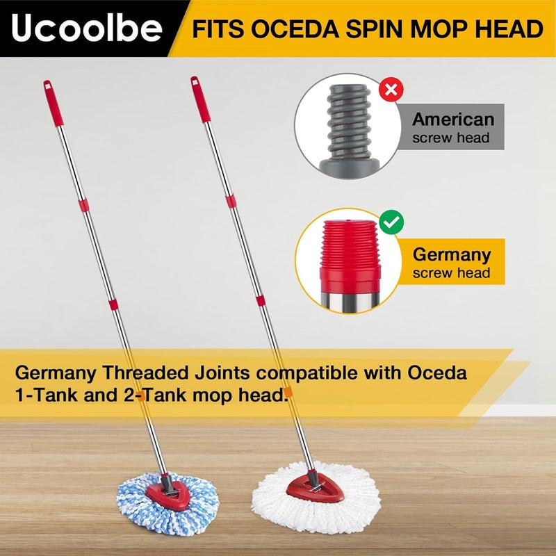 Ucoolbe Spin Mop Replacement Handle for O-Cedar, 4-Section 30" to 58" Mop Stick Compatible with O-Cedar Spin Mop & Bucket System，EasyWring Mop Handle for Floor Cleaning, Mop Head & Base not Include - Image 3